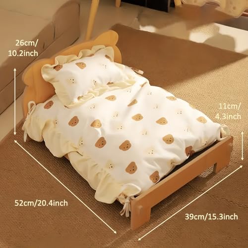 Cat Bed with Quilt - Wooden Indoor Pet Bed for Cats, Dogs, Rabbits, Kittens and Small Animals - 20.4 x 15.3 Inch - Image 4