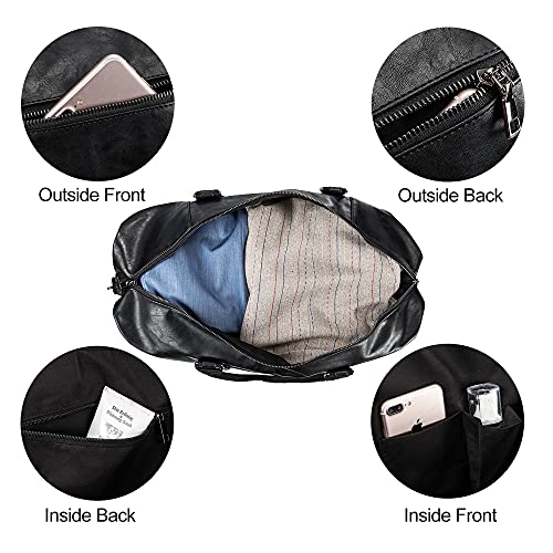 Weekender Overnight Bag Carry On Bag Travel Bag with Shoe Pouch, Black, Color, Classic by seyfocnia - Image 3