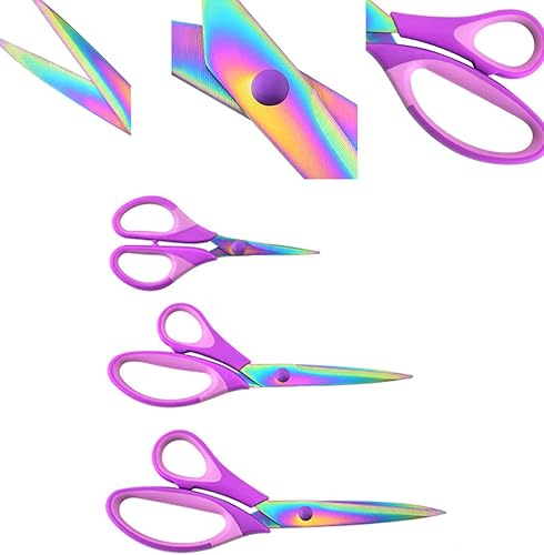 Miniatura 4 de Tijeras de manualidades con cuchillas afiladas, tijeras de tela de goma con mango de agarre suave, tijeras multiusos adecuadas para costura, artes,