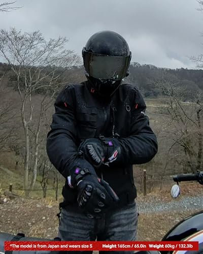 RIDEIRON Motorradjacke Herren Winter CE Class A mit Schulter- und Ellenbogenpolstern(CE-2),herausnehmbarem Innenfutter winddichtem Motorradschutz Schwarz-M
