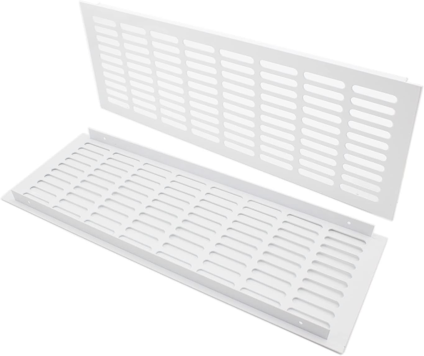 2PCS Air Vent Cover,TTZEZE White Aluminium Alloy Ventilation Grille Rectangle Metal Louvered Grill Cover for Wardrobe Stove Shoes Cabinet Sink Kitchen Bathroom Side Wall Ceiling and Floor Exhaust Vent