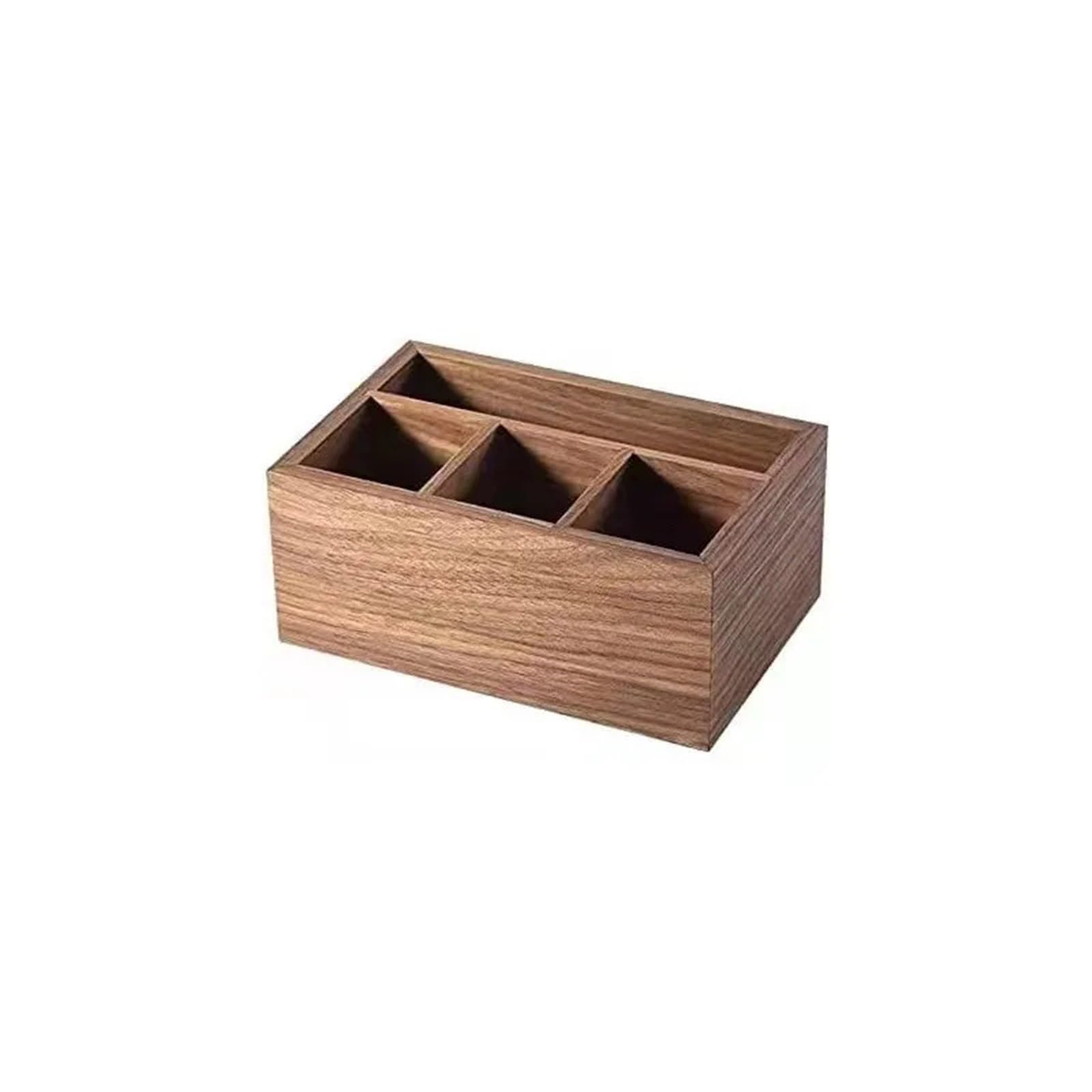 Soporte de madera para mandos a distancia Caja de madera nogal negro for controles remotos, papelería, almacenamiento maciza con múltiples compartimentos