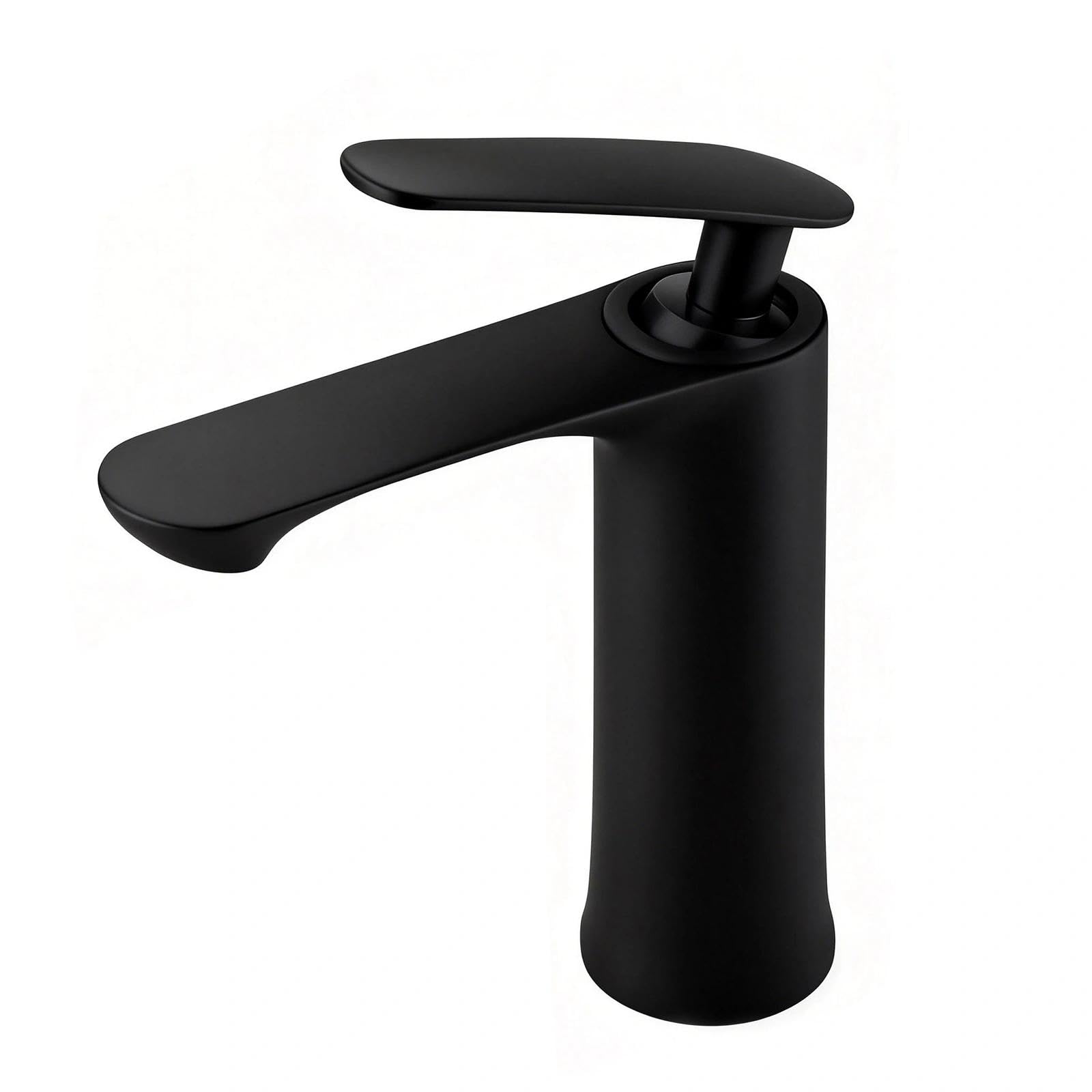 Grifo Lavabo Monomando, Grifos Para Lavabos De Baño, Altura Del Caño: 70 Mm, Núcleo De Válvula De Disco Cerámico, Fabricado En Aleación De Zinc (negro)
