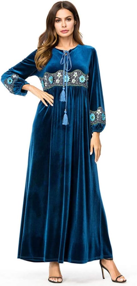 Vestido Women UAE Kaftan Abaya Dubai Arabic Velvet Embroidery Hijab Muslim long Dress Musulmane Longue Turkish Islamic Robe