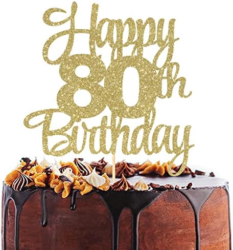 Happy 80th Birthday Cake Topper - 80th Anniversary Cake Topper,happy 80th Birthday Cake Topper,80 Cake Topper Gold,80th Birthday Cake Topper,80th Anniversary Cake Topper Gold Party Decorations