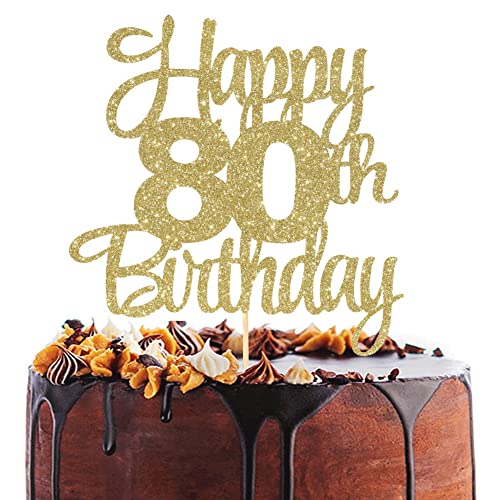 Happy 80Th Birthday Cake Topper - 80Th Anniversary Cake Topper,Happy 80Th Birthday Cake Topper,80 Cake Topper Gold,80Th Birthday Cake Topper,80Th Anniversary Cake Topper Gold Party Decorations #TOP3