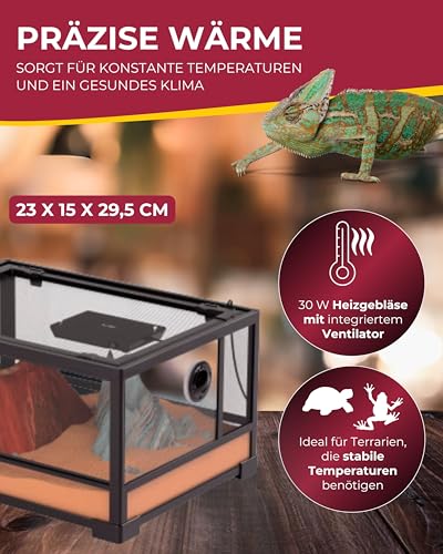Hobby Heat Up Fan 30 W I Terrarium Heizlüfter I Gleichmäßige Wärme & Luftzirkulation für Reptilien I Energieeffiziente Terrarien Heizung mit Ventilator I Sicheres Wärmesystem für gesunde Tiere