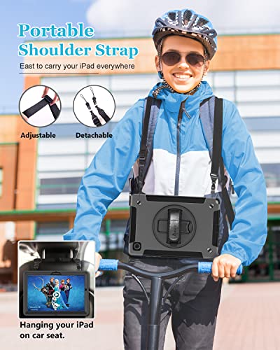 Samsung Galaxy Tab A8 10.5 Case 2022: Heavy Duty Rugged Shockproof Tpu Protective Cover W/Stand+ Pencil Holder+ Handle+ Shoulder Strap For Tablet A8(Sm-X200/ Sm-X205/ Sm-X207)-Black #TOP5