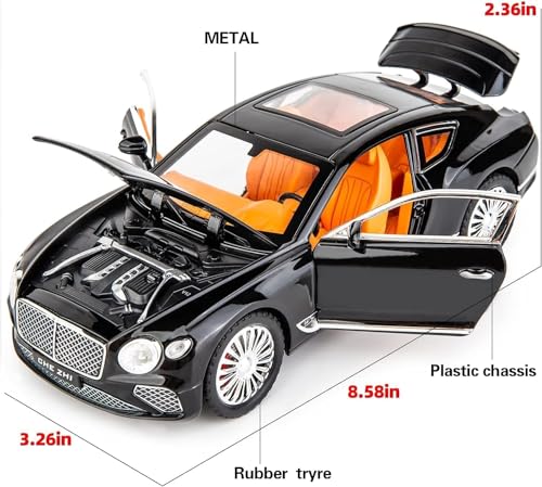 Image of 1:24 Bentley Continental GT Scale Die-cast Alloy Pull Back Toy Car for Kids Openable Doors Light & Music Big Size Metal Vehicle Realistic Model Car for Boys and Girls Gift Idea (White)