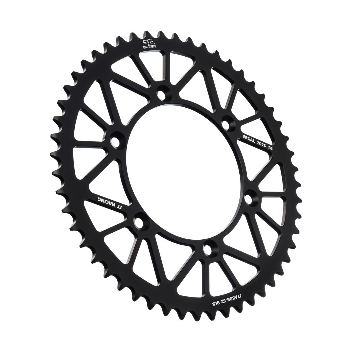 Corona trasera JT JTA808.52BLK de aluminio negro con paso 520 y 52 dientes 4