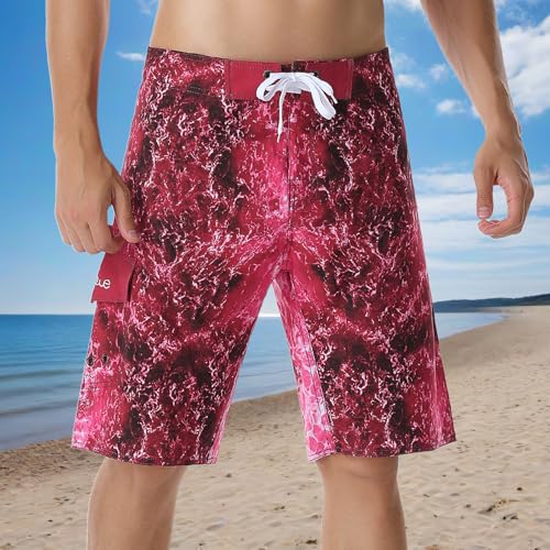 Men's Swim Trunks Quick Dry with Pocket Adjustable Waist Board Shorts with Mesh Liner