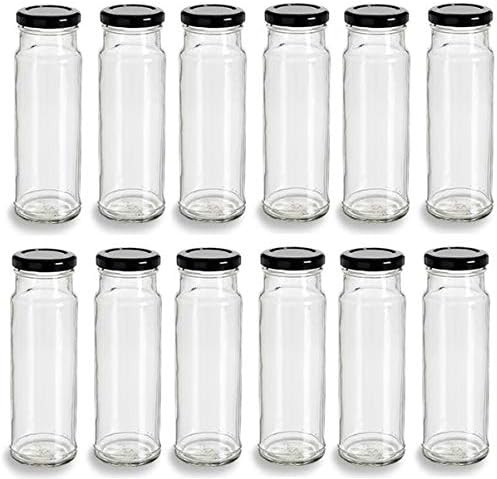 Nakpunar12 pcs 8 oz Tall Glass Jars with Lids (Black, 12)