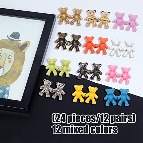 12 Sets Bear Button Pins For Loose Jeans Adjustable Waist Buckle No Sew And No Tools Instant Pant Waist Tightener Detachable Jean Button Pin For Women And Girls Skirt Pant Jeans #TOP3