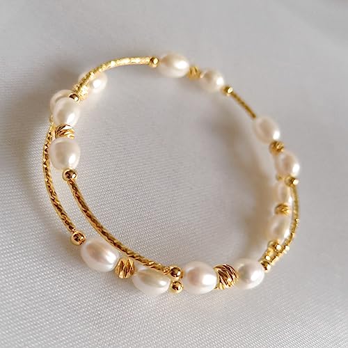 Bracelet jonc acier mémoire et perles véritables : fini les fermoirs difficiles - 6