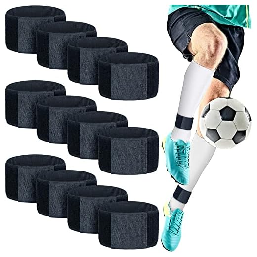 12 Pcs Soccer Shin Guard Straps Adjustable Shin Fixed Straps Anti Slip Lightweight Soccer Ankle Guards for Youth Kicking Legging Football Ball Running Cycling Sports, Black