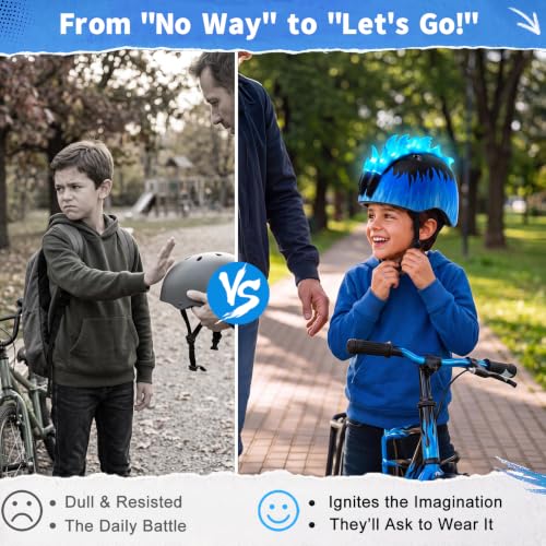 Image of Toddler Bike Helmet with LED Lights for Boys 2-12 Years