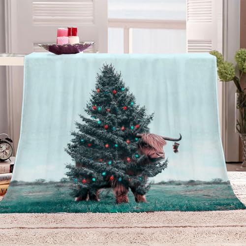 SVTUSR Manta Polar Infantil Cama 90 Manta De Franela para Sofa Cama con Alce Animal del Árbol De Navidad Impresión Patrón 130X150Cm Colchas Invierno Modernas para Niños, Microfibra Suave Caliente