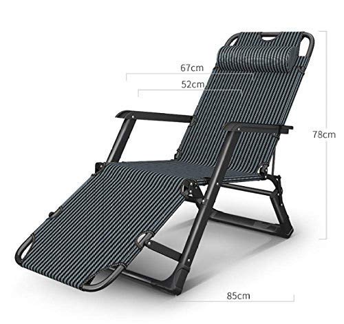 Sillas para exteriores y sillón reclinable plegable azul con cojín de algodón perlado grueso 6