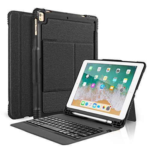 Keyboard Case with Pencil Holder Detachable Bluetooth Keyboard with Shockproof Rugged Protective Case