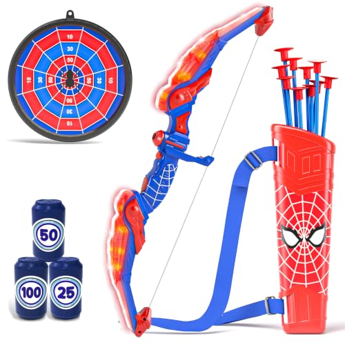 Doloowee Kids Bow and Arrow Set,Archery Toy Set with Light-up LED,10 Suction Cup Arrows,Target and Quiver,Indoor & Outdoor Toys Gifts for 3 4 5 6 7 8-12 Years Old Boys Girl