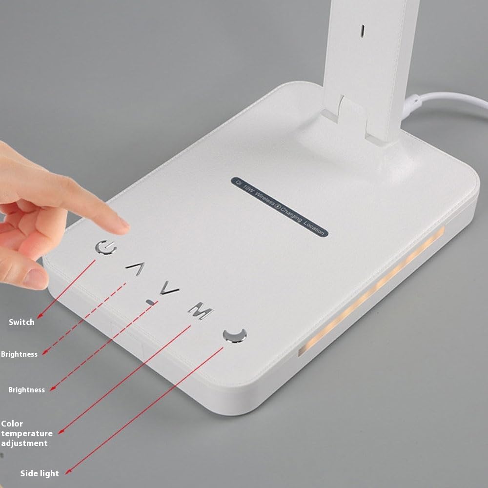 Desk Lamp with Wireless Charging Adjustable Color and Brightness Reading Lamp Table Lamp for Study Bedroom and Home Use