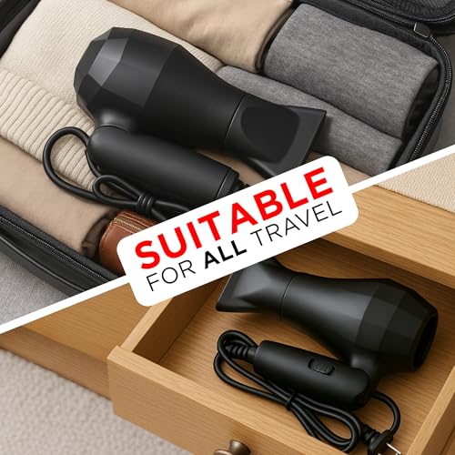 Ionos Travel Hair Dryer With Status Styling Technology - 1000W, 2 Speeds, Dual Voltage, Folding & Lightweight (IONTHD1PB10) - 5