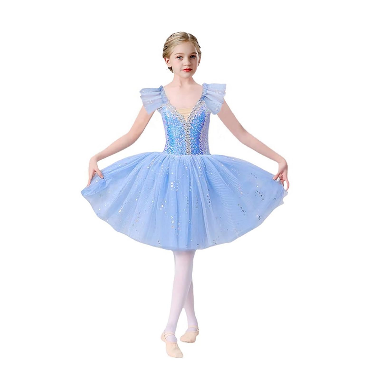Tutu Ballerina Bambina Vestito da Ballo di Balletto Vestito da Ballo per Ragazze Balletto con Maniche Lunghe per Bambine Danza