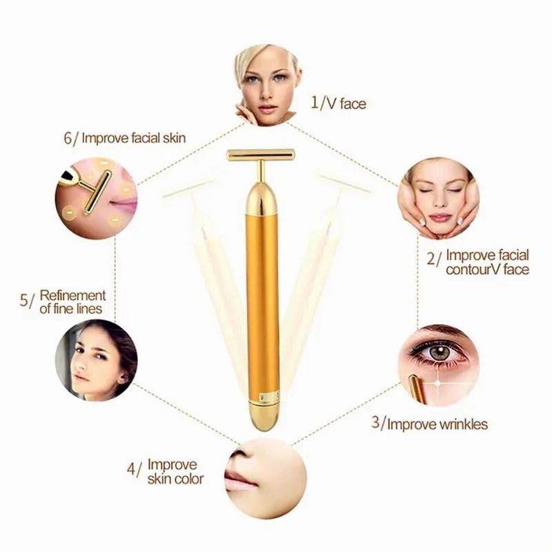 HUMAIZAR 24K Gold Face Massager β Electric Facial Massager for Face, Neck & Skin Tightening, Anti-Aging Face Roller for Wrinkle Reduction, Skin Lifting, Beauty Tool for Women & Men 1