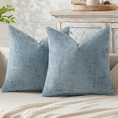 Image of MIULEE Pack of 2 Coastal Blue Throw Pillow Covers 18x18 Inch Summer Modern Boho Accent Decorative Pillow Covers Soft Farmhouse Cushion Covers for Home Decor Couch Bed Sofa Living Room