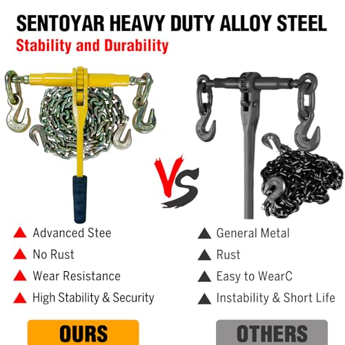 Image of Ratchet Chain Binders - Heavy Duty 5 /16 inch -3 /8 inch Load Binders with Grab Hooks,9200 lbs Working Load Limit, 4-Pack, for Grade 70 Transport Chains,Ideal for Towing,Hauling,and Flatbed Trailers