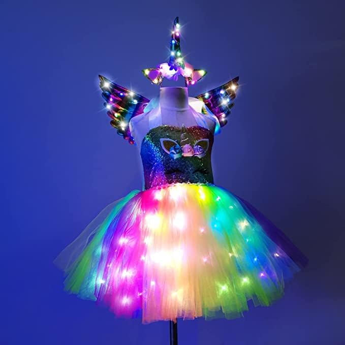 Miniatura 2 de Unicorn Dresses For Girls Dress Up LED Light Up Birthday Christmas Halloween Party