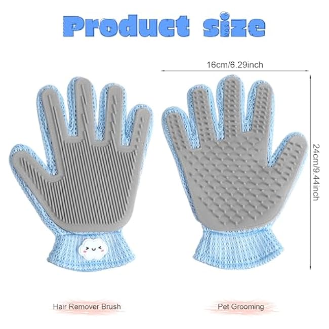 2 in 1 Pet Grooming Glove for Cats & Dogs, Efficient Deshedding Brush Pet Long Short Fur Removal Glove, Gentle Massaging Puppy Kitten Bathing Grooming Brush Tool, Easy Clean Floating Hair Mitt-NhvAewtE