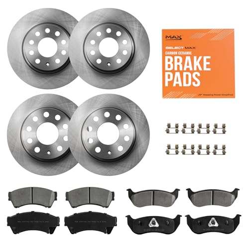 Image of Max Advanced Brakes Front & Rear Brake Kit Compatible With 2011-2013 2014 VW Jetta w /11.02 inch Front 9.96 inch Rear Rotor Replacement Premium OE Disc Brake Rotors and Ceramic Brake Pads