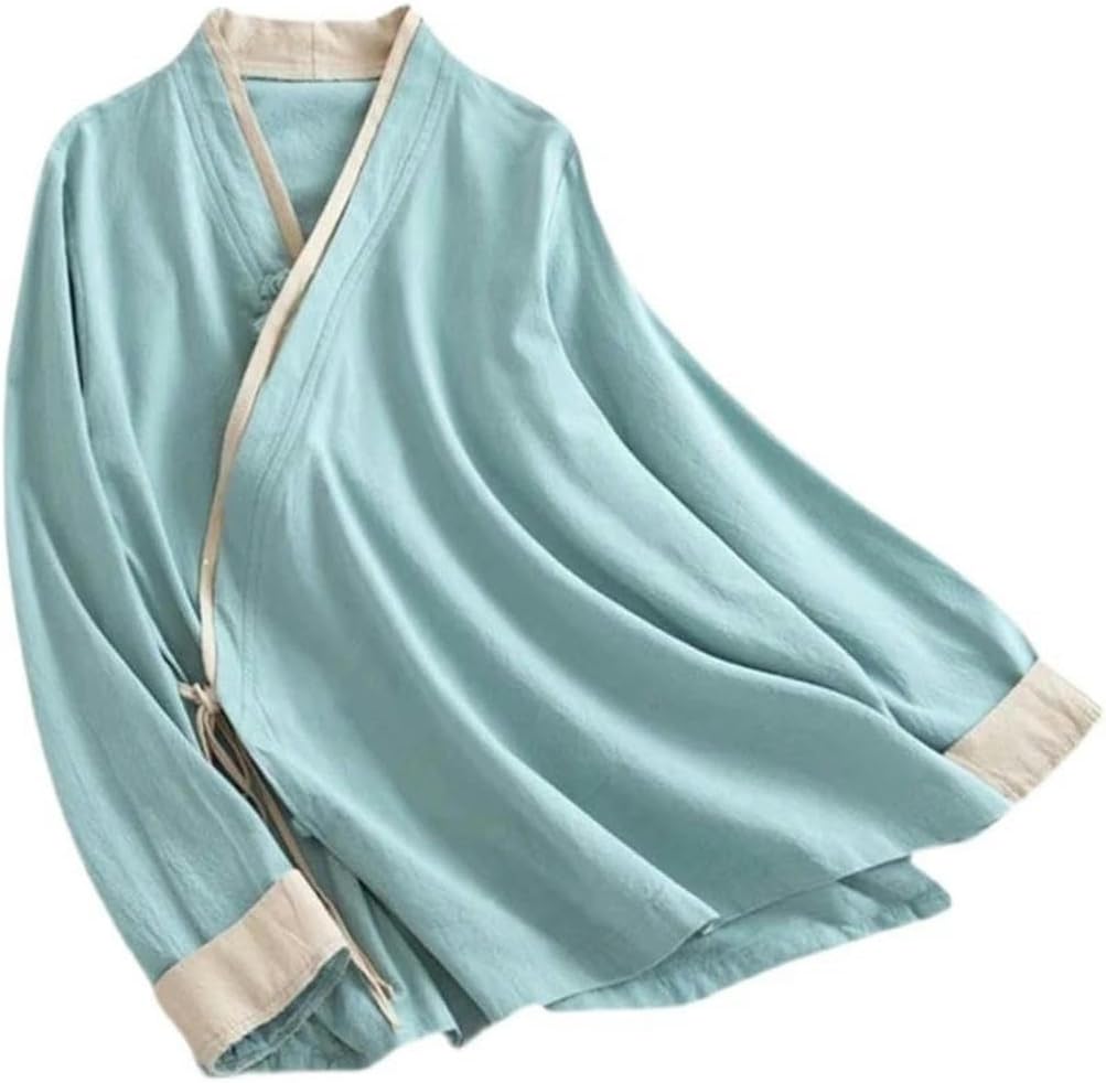 Cotton Linen Shirt Women's Spring Ethnic Harajuku Tang Suit Top Vintage Embroidery Loose Chinese Style Tradition Blouse