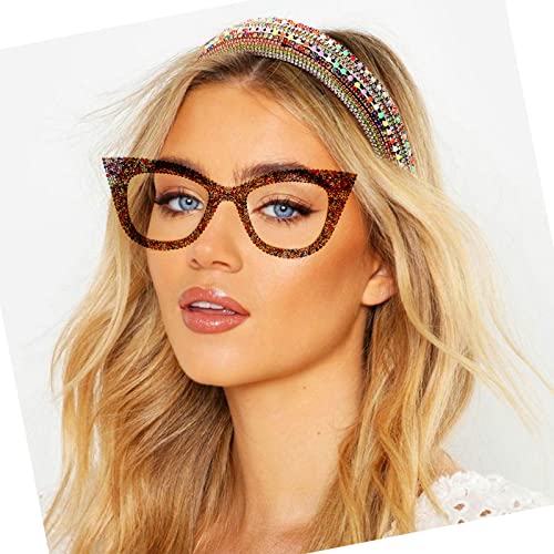 Image of Cat Eye Reading Glasses Bling Rhinestones Crystal Black Diamond Frame Eyewear Anti Blue Light Reader (clear, 1.25x)