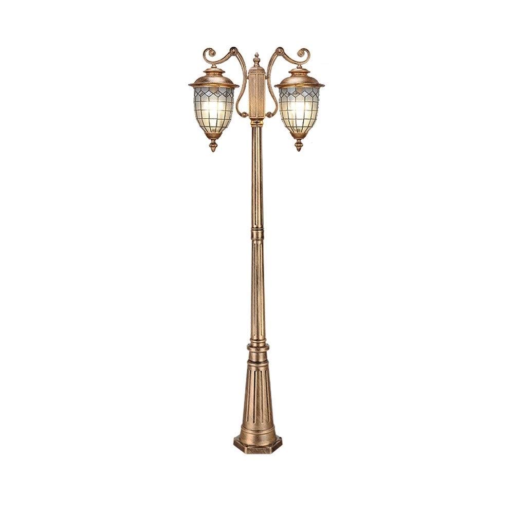 1.75M High Light 2-Lights E27 View Road Lamp Alight Decor Fixture European High Pole Patio Landscape Street Light Garden Post Pole Mount Fence Gate Lamp Column Pillar(2m-Black) (2.85m Bronze)