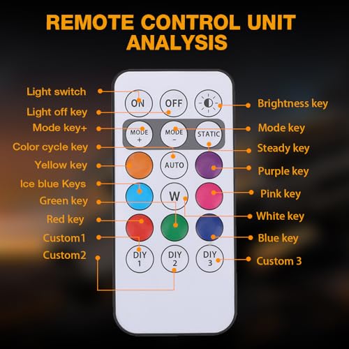 Kabellose Led Lichter, WDKXCN 8 Stück Strobe Drone Light, 8 Farben Led Blitzlicht mit Fernbedienung, L-ed Flugzeug Blitzlichter, Flylights, Unterbodenbeleuchtung für Auto, Motorrad, Drohne, Roller