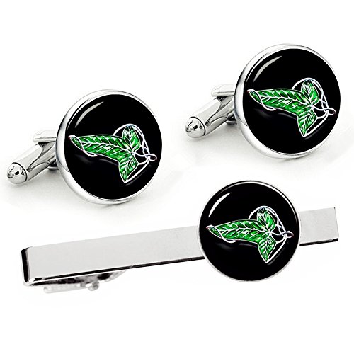 Kooer Elven Leaf Cufflinks Personalized Wedding Cuff Links Tie Clip Jewelry Set (Cufflinks Tie Clip Set) #TOP19