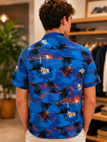 Image of Yoimira Hawaiian Shirts for Men, Print Mens Casual Short Sleeve Button Down Shirts Floral Aloha Beach Shirt