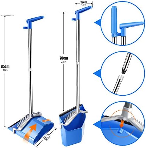 MASTERTOP Broom and Dustpan Set, Sweeping Brush with 130cm Long Handle, Dust pan and Broom Combo Upright Sweep Set for Home Kitchen Indoor Outdoor