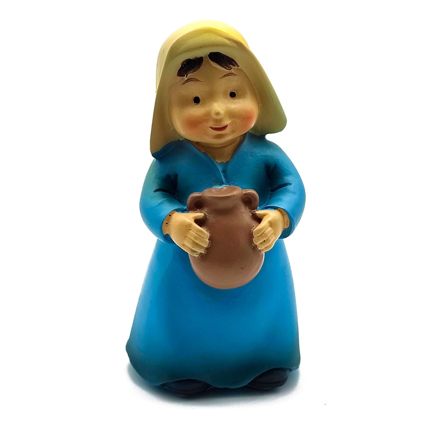 Acan Tradineur - Figura de pastora con Jarra para belén - Fabricado en marmolina - Figura Decorativa Divertida para Nacimiento, Navidad, decoración Tradicional - 9,7 x 5 x 4 cm