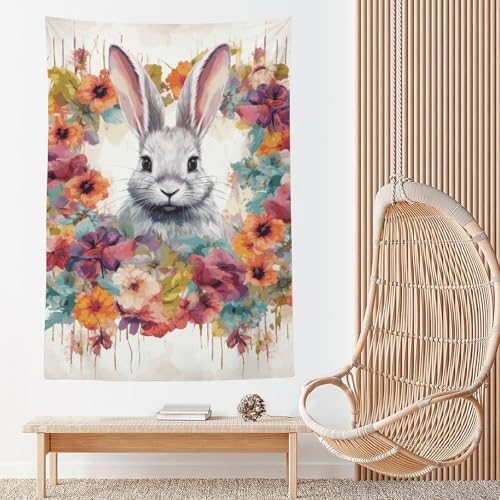 Tapisserie murale lapin vintage décoration grand format pour dortoir