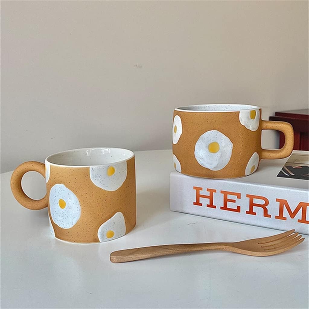 Cute Life Egg Ceramic Coffee Cup Mug Kitchen Breakfast Drinking Milk Tea Couple Gifts(D)