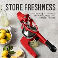 Zulay Kitchen Cast-Iron Orange Juice Squeezer - Heavy-Duty, Easy-to-Clean, Professional Citrus Juicer - Durable Stainless Steel Lemon Squeezer - Sturdy Manual Citrus Press & Orange Squeezer (Red) – Ansicht 8