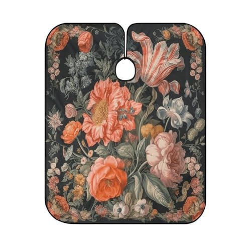 Capa de peluquería con patrón floral naranja 66.9x56.7 pulg miniatura 6
