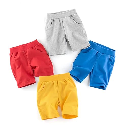 Shorts infantis infantis casuais de algodão de cor sólida com cintura elástica para vestir roupas de