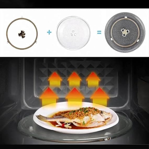 Image of Universal Microwave Glass Turntable Plate, 24.5 cm, Compatible with IFB, AEG, LG, Bosch, Daewoo, Onida Ovens, 6 Fixers