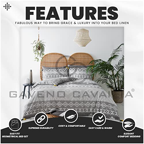 Juego de cama reversible mezcla de algodón fácil cuidado gris 5