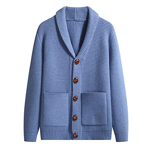 Cardigan long pour homme avec capuche pull rayé bleu ciel taille XXXL
