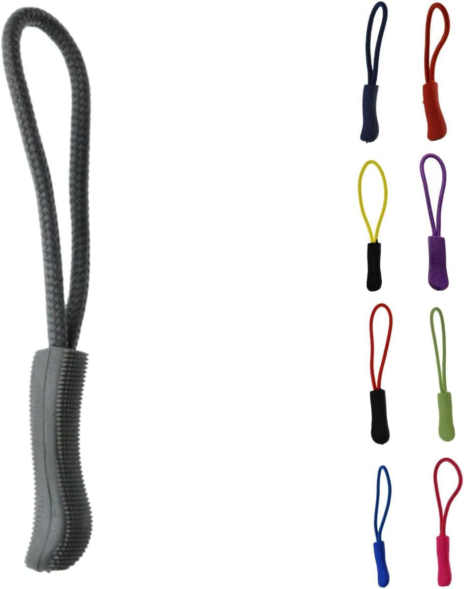 Zipper Pulls, Zip Puller Replacement – 10 Pack Grey, Durable Zip Tags Cord Pulls for Backpacks, Luggage, Jackets, Suitcases & Bags – Easy Fix Zip Repair Extension (Grey, 10 Pack)